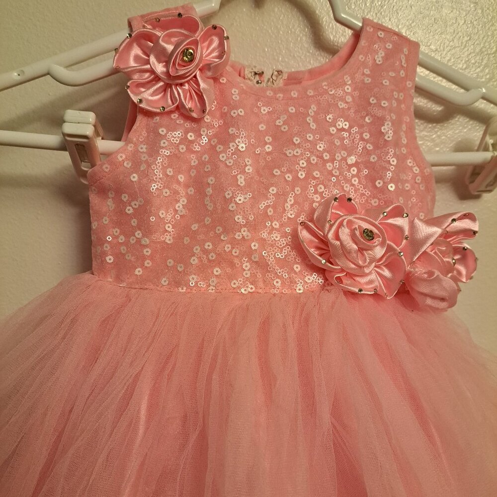 Beautiful Sleeveless Pink Dress W/Sequins,Rhinestones&Tulle Perfect for Birthday - Picture 2 of 7